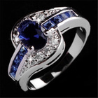 10 .. 14k White Gold Blue Sapphire Crystal .. Sormus - pikkukuva 5