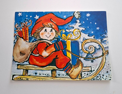 "Tyttö kelkassa"-KULKEMATON JOULUKORTTI