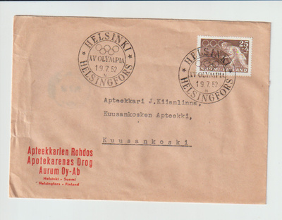 ERIKOISLEIMA ,19.7.1952 N, HELSINGIN OLYMPIAKISAT, Helsinki
