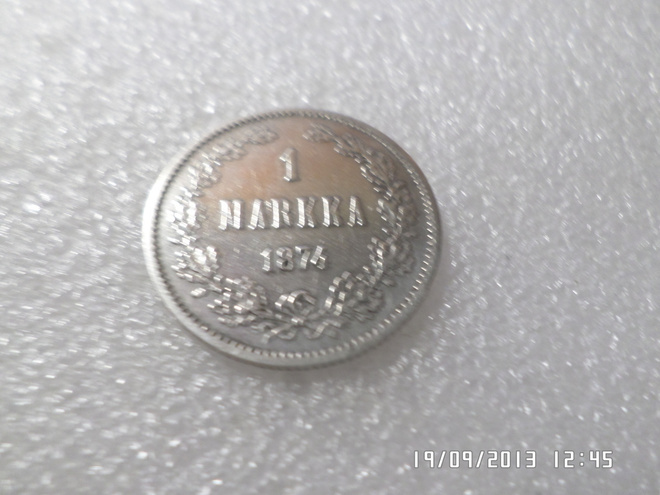 1 mk  1874  siistikuntoinen kl. 8
