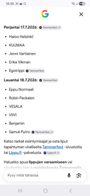 Tammerfest 17.8 - 18.8