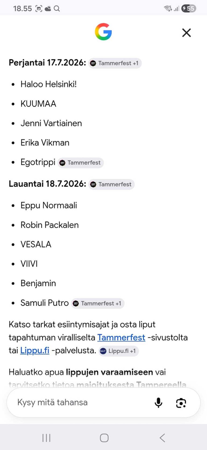 Tammerfest 17.8 - 18.8