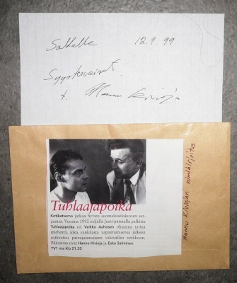 Näyttelijä Hannu Kivioja - Nimikirjoitus