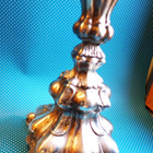 Kynttilänjalka Barokki metallia, käytetty vanha, 19 cm - pikkukuva 1