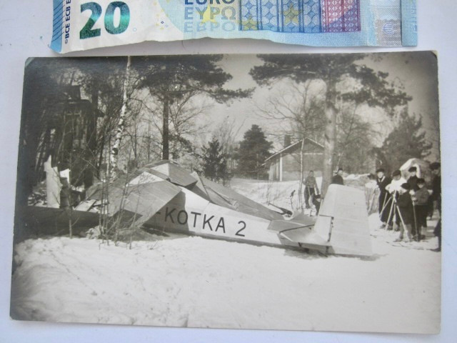 VANHA Valokuva Tuhoutunut Lentokone Kotka 2 1930-l