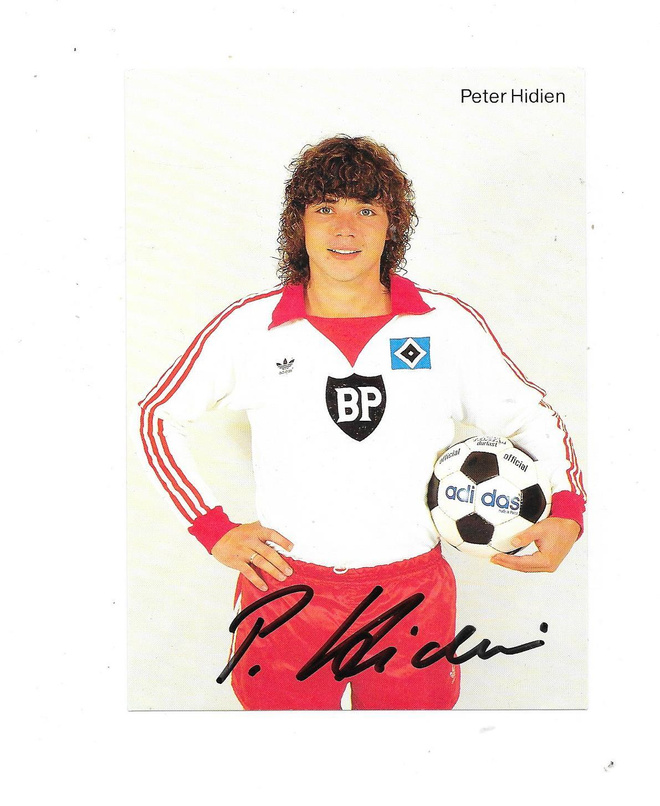 German Hamburger SV Teamissued Signed # Peter Hidien , AUTO