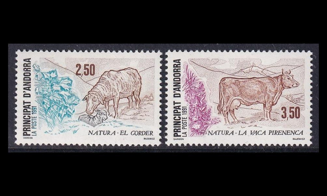 Andorra Fr 426-7 ** Luonnonsuojelu (1991)