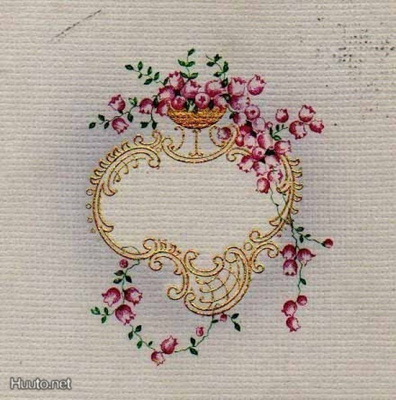 ANTIIKKIKORTTI / Kukkia - kultainen ornamentti. 1900-l.