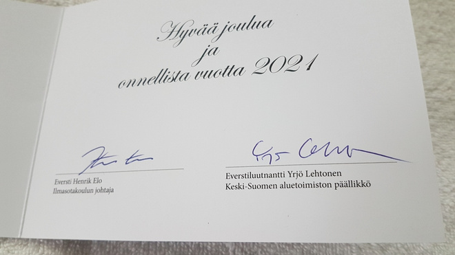 Joulutervehdys Nimikirjoituksin 2020