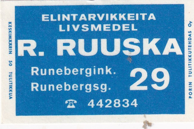 R. Ruuska, Runebergink. 29.  s57