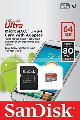 SanDisk Ultra Micro SDXC 64GB Ultra 80MB/SEC UHS1