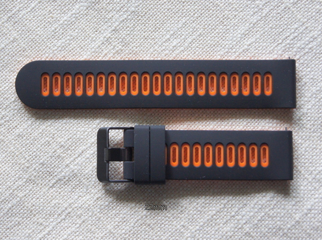 22mm Silikoni urheiluranneke musta/oranssi