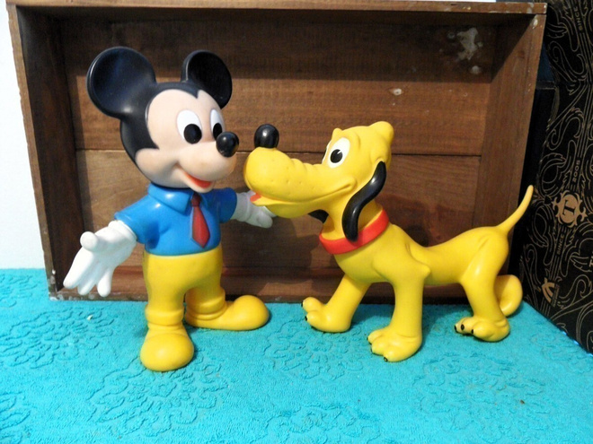 HARVINAISET 60-LUVUN DISNEY MIKKI & PLUTO FIGUURIT 27 cm