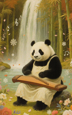 Panda soittaa kannelta