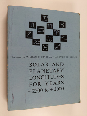 William D. Stahlman : Solar and planetary longitudes for ...