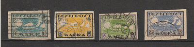 1919/20 VIRO Viikinkilaivat 1mk-25 mk leimattuna