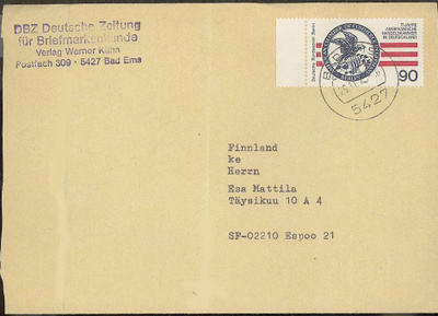 Berlin Mi 532 kirje Suomeen