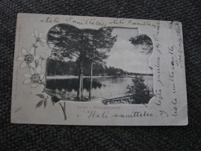 Kuopio , Väinölänniemeltä. Wanha kehyskortti. Nyrkkiposti.