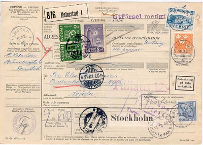1945 2mk vihreä ym tullausmaksuna ruotsalainen pak.kortti