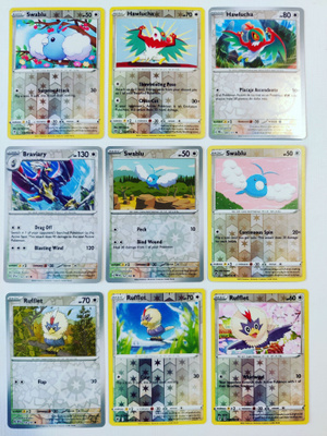 Pokemon Reverse Holo kortteja 9kpl