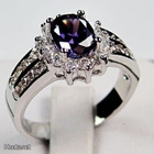 70 .. 10k Valkokulta Duble Swarovski Amethyst .. Sormus - pikkukuva 1