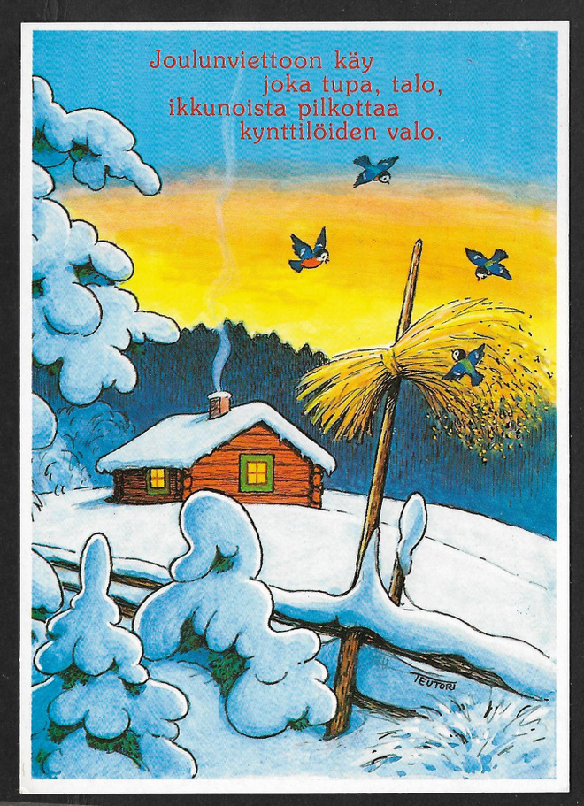 Lyhde , lintuja talo talvimaisemassa - Teutori