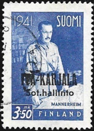 1941 I-K Mannerheim 3,50 mk Normaali R leimattu LaPe 20 I