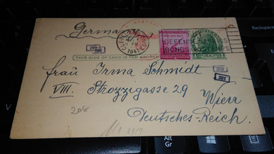 Usa - Natsi Saksa Ehiö Hakaristileima ym. 1941 26/11