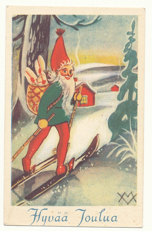 Mirja VÄNNI -Pukki suksilla - vanha kortti