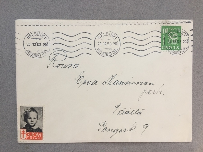 Postilähetys Helsinki 1953, M30, 10mk vihreä