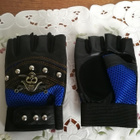 Moottoripyörä  motocross puolihanskat skull sininen - pikkukuva 4