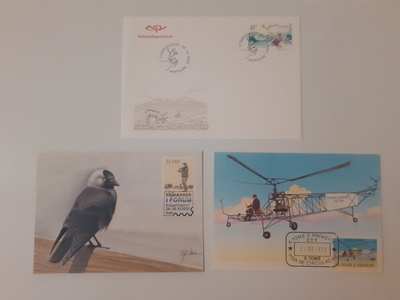 Postimerkkejä (FDC + 2 korttia) saarilta