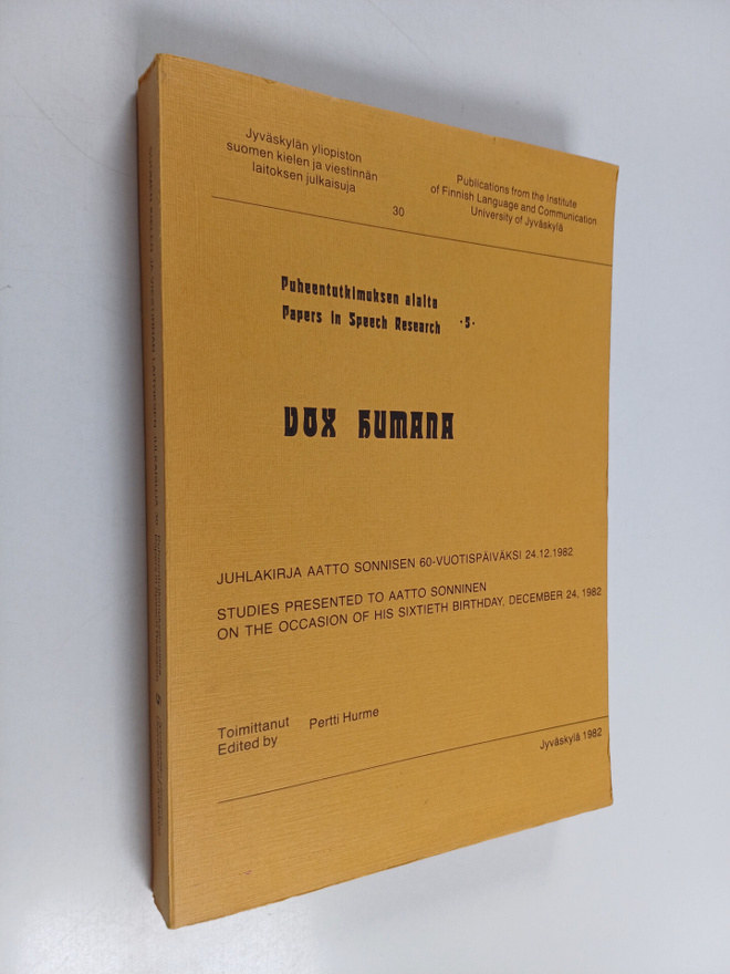 Vox humana : juhlakirja Aatto Sonnisen 60-vuotispäiväksi ...