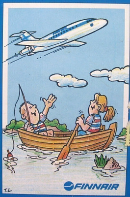 Veneilemässä plus Finnair lentokone