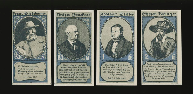 Itävalta Notgeld 50, 80 Heller, 1, 2 Kronen, Linz, 3. painos