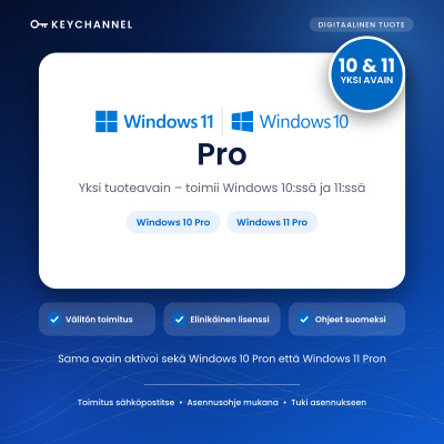 Windows 10 ja 11 Pro tuoteavain – yksi avain, kaksi versiota