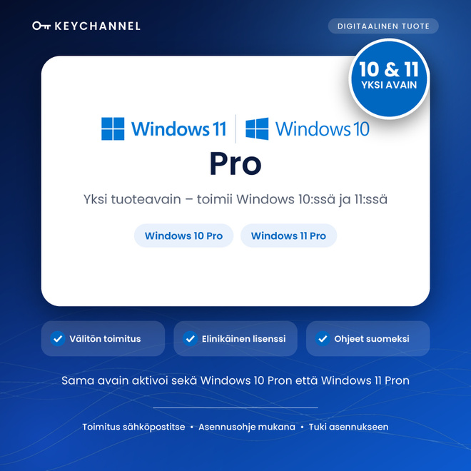 Windows 10 ja 11 Pro tuoteavain – yksi avain, kaksi versiota