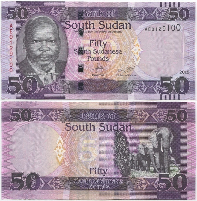 Etelä-Sudan 50 Pounds 2015 UNC uusi versio