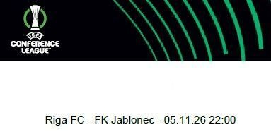 2kpl lippuja UECL otteluun Riga FC - FK Jablonec 5.11.26