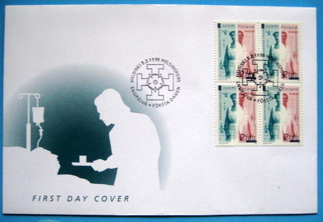 Sairaanhoito Suomessa FDC-kuori nelilö 2.3.1998(86)