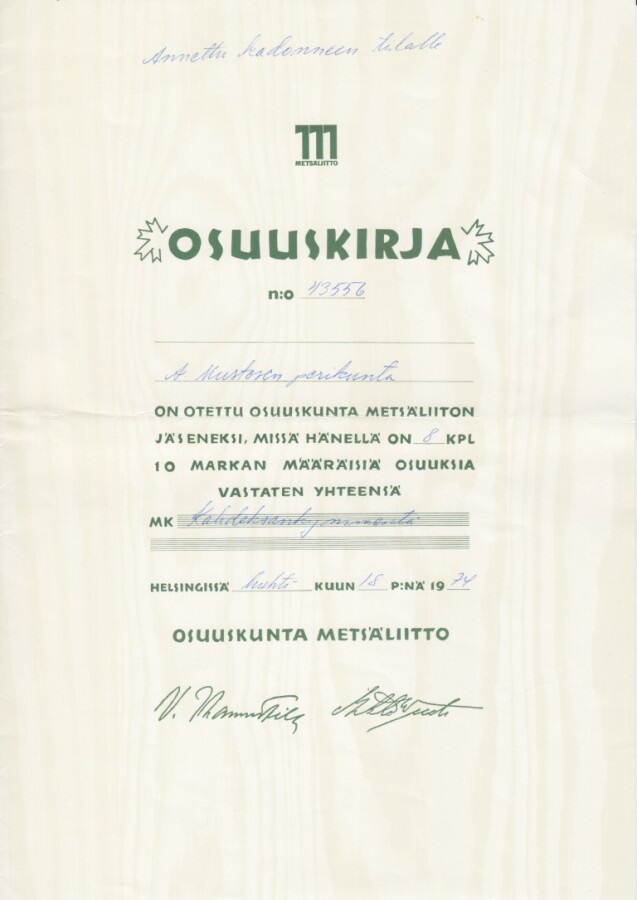 OKK 1948 ja 1947 Metsäliitto Osuuskunta, Helsinki 2 kpl