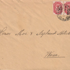 1906 10p punainen pari kirjeessä Vaasaan junaleimalla. - pikkukuva 1
