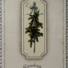 Joulukortti; havunoksa ja joulun kello, kulk 1900-luvun alus - pikkukuva 1