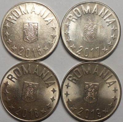 Romania. 10 bani 2015, 2017, 2018, 2019.