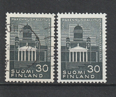 1961 30mk Rakennushallitus 100v-merkit leimattuna ja **