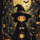 Halloween noitatyttö ja kissa - pikkukuva 1