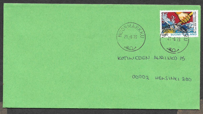 Postilähetys -  Melonta MM (LAPE 726) Noormarkku 21.8.1973