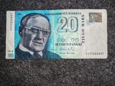 20 markkaa, seteli vuodelta 1993