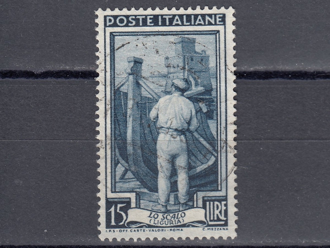 Italia 1950 MI 814 Shipbuilders and Castle of Rapallo