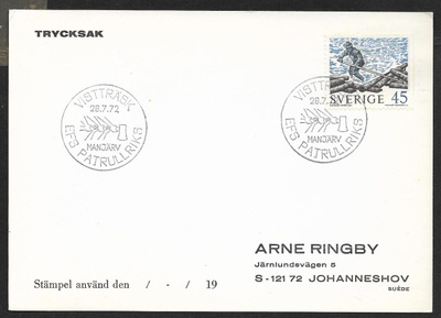 Ruotsi - Erikoisleima - EFS Pattrullriks Vistträsk 26.7.1972